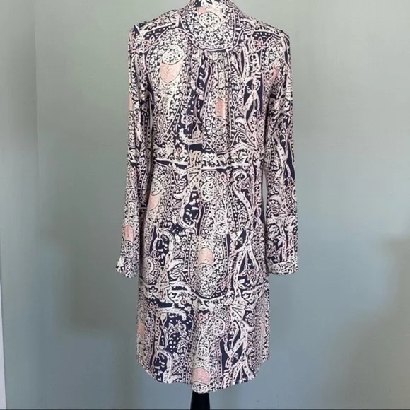ANTHROPOLOGIE/TINY cream, blue with mauve “Caviana” shirt dress in size XXS. EUC - Picture 8 of 11